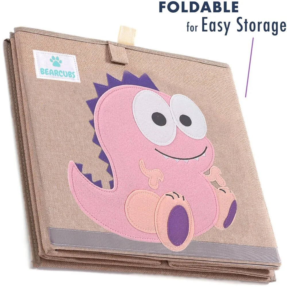 Baby Girl Room Toy Storage Box | Toddler Toy Chest | Pink Dinosaur